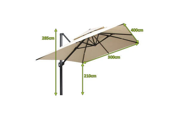 OUTFLEXX Ampelschirm, Anthrazit/creme, Aluminium/Polyester, 300x400cm, Rechteckig 7 OUTFLEXX Ampelschirm, Anthrazit/creme, Aluminium/Polyester, 300x400cm, Rechteckig – Bild 5