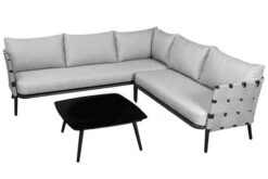 OUTFLEXX Ecklounge, Anthrazit Matt/hellgrau, Alu/Spuncrylic, 3-tlg., Tisch 76x76cm 4-5 Pers -Gartenladen 21793 2.jpg
