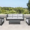 OUTFLEXX Loungemöbel Set, Dunkelgrau, Alu/Spuncrylic, 4-tlg., Tisch 123x80cm, 5 Pers 2 OUTFLEXX Loungemöbel Set, Dunkelgrau, Alu/Spuncrylic, 4-tlg., Tisch 123x80cm, 5 Pers -Gartenladen 21807 1.jpg