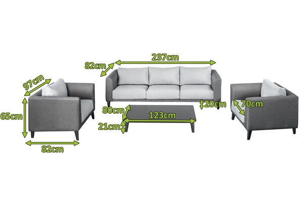 OUTFLEXX Loungemöbel Set, Dunkelgrau, Alu/Spuncrylic, 4-tlg., Tisch 123x80cm, 5 Pers 7 OUTFLEXX Loungemöbel Set, Dunkelgrau, Alu/Spuncrylic, 4-tlg., Tisch 123x80cm, 5 Pers – Bild 5