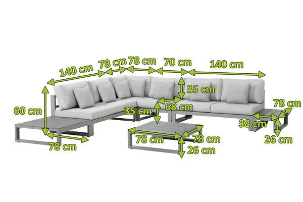 OUTFLEXX Willis Loungemöbel, Hellgrau, Alu/Holzimitat/Polyester, 5-6 Personen, Inkl. 2x Loungetisch, 1x Beistelltisch 7 OUTFLEXX Willis Loungemöbel, Hellgrau, Alu/Holzimitat/Polyester, 5-6 Personen, Inkl. 2x Loungetisch, 1x Beistelltisch – Bild 5
