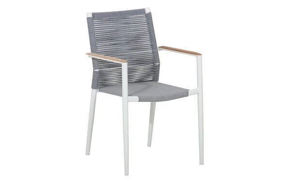 OUTFLEXX Theo Dining Sessel, Weiß/grau, Alu/FSC®-Teakholz/Rope, 54 X 60 X 88 Cm 3 OUTFLEXX Theo Dining Sessel, Weiß/grau, Alu/FSC®-Teakholz/Rope, 54 X 60 X 88 Cm