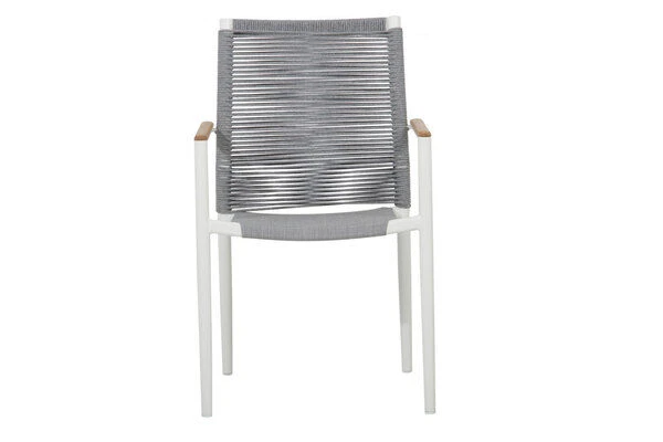 OUTFLEXX Theo Dining Sessel, Weiß/grau, Alu/FSC®-Teakholz/Rope, 54 X 60 X 88 Cm 5 OUTFLEXX Theo Dining Sessel, Weiß/grau, Alu/FSC®-Teakholz/Rope, 54 X 60 X 88 Cm – Bild 3