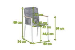 OUTFLEXX Theo Dining Sessel, Weiß/grau, Alu/FSC®-Teakholz/Rope, 54 X 60 X 88 Cm 9 OUTFLEXX Theo Dining Sessel, Weiß/grau, Alu/FSC®-Teakholz/Rope, 54 X 60 X 88 Cm -Gartenladen 21824 mass.jpg