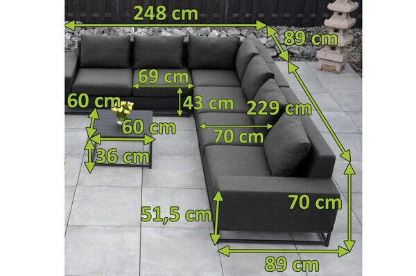 OUTFLEXX June Ecklounge, Schwarz/sooty, Alu/Sunbrella, 6-7 Personen, Inkl. 2 Loungetischen 5 OUTFLEXX June Ecklounge, Schwarz/sooty, Alu/Sunbrella, 6-7 Personen, Inkl. 2 Loungetischen – Bild 3