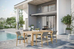 OUTFLEXX Sitzgruppe, Natur/grau, Akazie/Geflecht, Tisch 200 X 100 Cm, 6 Personen