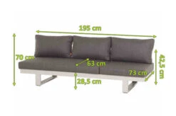 SIENA GARDEN Avenia Dining-Bank/Liege, Matt Weiß-grau/stone Grey, Aluminium, 73x195x70 Cm, Inkl. Sitz-und Rückenkissen -Gartenladen 21999 5.jpg