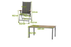 SIENA GARDEN Savina XL/Geneva Esstischgarnitur, Graphit/grau, Alu/Teak/Texfabric, Tisch 160x90 Cm, 6 Multipos. -Gartenladen 22031 5.jpg