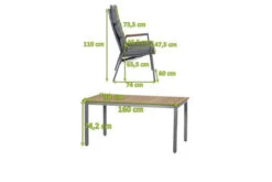 SIENA GARDEN Savona/Geneva Esstischgarnitur, Graphit/grau, Alu/Teak/Texfabric, Tisch 160x90 Cm, 6 Stapelsessel -Gartenladen 22046 5.jpg