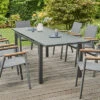 SIENA GARDEN Gomera II/Miros Esstischgarnitur, Matt Graphit/grau, Alu/Teak/Spraystone/Texfabric, Tisch 180/240x90 Cm, 8 Stapelsessel -Gartenladen 22069 1.jpg