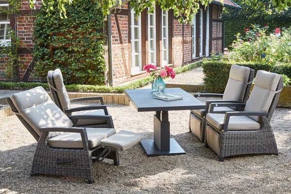SIENA GARDEN Corido/Bellani Grau Loungeset, Charcoal/anthrazit/grau, Alu/Gardino®-Geflecht, Lifttisch 140x85 Cm, 4 Relaxsessel 3 SIENA GARDEN Corido/Bellani Grau Loungeset, Charcoal/anthrazit/grau, Alu/Gardino®-Geflecht, Lifttisch 140x85 Cm, 4 Relaxsessel