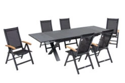 OUTFLEXX Esstischgarnitur, OUTFLEXX® Anthrazit Matt, Alu / Spraystone / Teak, Tisch 180/280x100cm, 6 Multipositionssessel -Gartenladen 22124 18.jpg