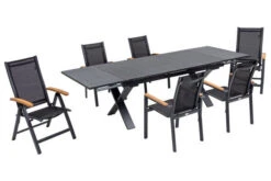 OUTFLEXX Esstischgarnitur, OUTFLEXX® Anthrazit Matt, Alu / Spraystone / Teak, Tisch 180/280x100cm, 4 Stapelsessel, 2 Multipo 23 OUTFLEXX Esstischgarnitur, OUTFLEXX® Anthrazit Matt, Alu / Spraystone / Teak, Tisch 180/280x100cm, 4 Stapelsessel, 2 Multipo -Gartenladen 22130 2.jpg