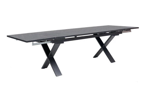 OUTFLEXX Esstischgarnitur, OUTFLEXX® Anthrazit Matt, Alu / Spraystone / Teak, Tisch 180/280x100cm, 4 Stapelsessel, 2 Multipo 9 OUTFLEXX Esstischgarnitur, OUTFLEXX® Anthrazit Matt, Alu / Spraystone / Teak, Tisch 180/280x100cm, 4 Stapelsessel, 2 Multipo – Bild 7