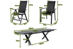 OUTFLEXX Esstischgarnitur, OUTFLEXX® Anthrazit Matt, Alu / Spraystone / Textil, Tisch 180/280x100cm, 8 Stapelsessel, 2 Multipo -Gartenladen 22142 5.jpg