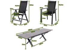 OUTFLEXX Esstischgarnitur, OUTFLEXX® Anthrazit Matt, Alu / HPL / Textil, Tisch 180/280x100cm, 4 Stapelsessel, 2 Multipo -Gartenladen 22161 5.jpg