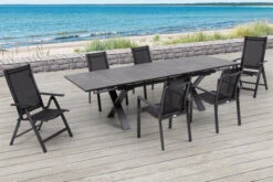 OUTFLEXX Esstischgarnitur, OUTFLEXX® Anthrazit Matt, Alu / HPL / Textil, Tisch 180/280x100cm, 4 Stapelsessel, 2 Multipo -Gartenladen 22161 7.jpg