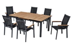 OUTFLEXX Esstischgarnitur, OUTFLEXX® Anthrazit Matt, Alu / Teak / Textil, Tisch 180/240x100cm, 6 Stapelsessel 31 OUTFLEXX Esstischgarnitur, OUTFLEXX® Anthrazit Matt, Alu / Teak / Textil, Tisch 180/240x100cm, 6 Stapelsessel -Gartenladen 22187 15.jpg