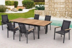 OUTFLEXX Esstischgarnitur, OUTFLEXX® Anthrazit Matt, Alu / Teak / Textil, Tisch 180/240x100cm, 6 Stapelsessel 22 OUTFLEXX Esstischgarnitur, OUTFLEXX® Anthrazit Matt, Alu / Teak / Textil, Tisch 180/240x100cm, 6 Stapelsessel -Gartenladen 22187 6.jpg