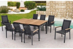 OUTFLEXX Esstischgarnitur, OUTFLEXX® Anthrazit Matt, Alu / Teak / Textil, Tisch 180/240x100cm, 8 Stapelsessel -Gartenladen 22188 6.jpg