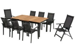 OUTFLEXX Esstischgarnitur, OUTFLEXX® Anthrazit Matt, Alu / Teak / Textil, Ausziehtisch 180/240x100cm, 6 Stapelsessel, 2 Multipo 23 OUTFLEXX Esstischgarnitur, OUTFLEXX® Anthrazit Matt, Alu / Teak / Textil, Ausziehtisch 180/240x100cm, 6 Stapelsessel, 2 Multipo -Gartenladen 22196 2.jpg