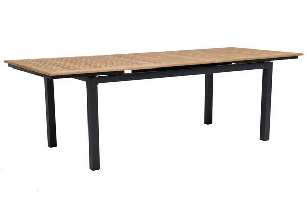 OUTFLEXX Esstischgarnitur, OUTFLEXX® Anthrazit Matt, Alu / Teak / Textil, Ausziehtisch 180/240x100cm, 6 Stapelsessel, 2 Multipo 9 OUTFLEXX Esstischgarnitur, OUTFLEXX® Anthrazit Matt, Alu / Teak / Textil, Ausziehtisch 180/240x100cm, 6 Stapelsessel, 2 Multipo – Bild 7