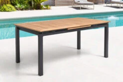 OUTFLEXX Esstischgarnitur, OUTFLEXX®anthrazit Matt, Alu / Teak / Textil, Tisch 180/240x100cm, 10 Sessel, Stapelbar -Gartenladen 22199 4.jpg