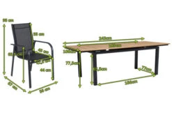 OUTFLEXX Esstischgarnitur, OUTFLEXX®anthrazit Matt, Alu / Teak / Textil, Tisch 180/240x100cm, 10 Sessel, Stapelbar -Gartenladen 22199 5.jpg