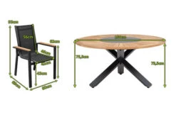 OUTFLEXX Esstischgarnitur, OUTFLEXX® Anthrazit Matt, Alu / Teak / Textil, Esstisch Ø 150 Cm, 5 Stapelstühle -Gartenladen 22201 5.jpg