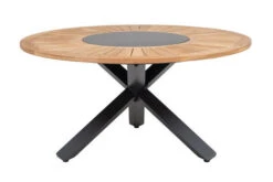 OUTFLEXX Esstischgarnitur, OUTFLEXX® Anthrazit Matt, Alu / Teak / Textil, Esstisch Ø 150 Cm, 5 Stapelstühle -Gartenladen 22201 9.jpg