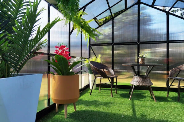 OUTFLEXX Gewächshaus, Schwarz, Alu/Polycarbonat, 250x250x228cm, Pulverbeschichtet 14 OUTFLEXX Gewächshaus, Schwarz, Alu/Polycarbonat, 250x250x228cm, Pulverbeschichtet – Bild 12