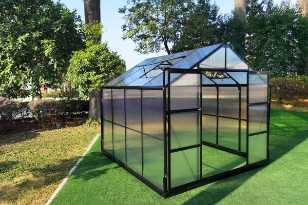 OUTFLEXX Gewächshaus, Schwarz, Alu/Polycarbonat, 250x250x228cm, Pulverbeschichtet 4 OUTFLEXX Gewächshaus, Schwarz, Alu/Polycarbonat, 250x250x228cm, Pulverbeschichtet – Bild 2