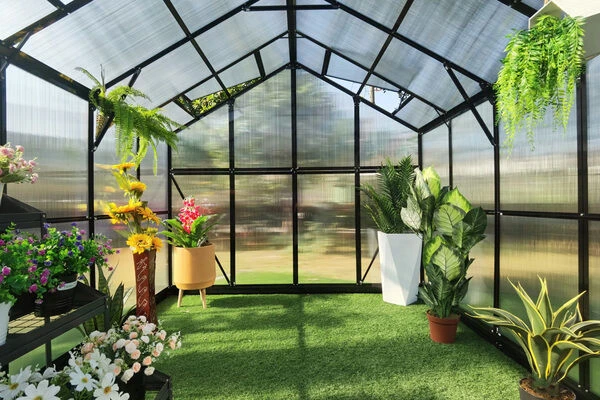 OUTFLEXX Gewächshaus, Schwarz, Alu/Polycarbonat, 250x250x228cm, Pulverbeschichtet 10 OUTFLEXX Gewächshaus, Schwarz, Alu/Polycarbonat, 250x250x228cm, Pulverbeschichtet – Bild 8