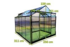 OUTFLEXX Gewächshaus, Schwarz, Alu/Polycarbonat, 311x250x228cm, Pulverbeschichtet -Gartenladen 22278 mass.jpg