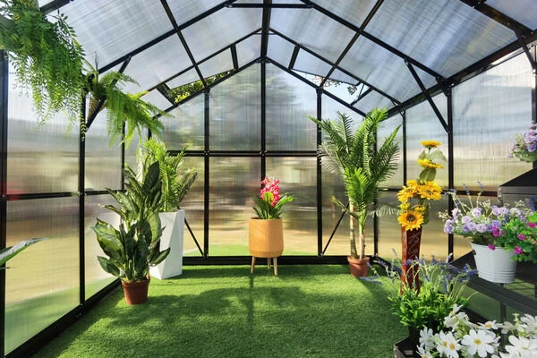 OUTFLEXX Gewächshaus, Schwarz, Alu/Polycarbonat, 372x250x228cm, Pulverbeschichtet 12 OUTFLEXX Gewächshaus, Schwarz, Alu/Polycarbonat, 372x250x228cm, Pulverbeschichtet – Bild 10