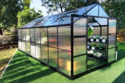 OUTFLEXX Gewächshaus, Schwarz, Alu/Polycarbonat, 494x250x228cm, Pulverbeschichtet