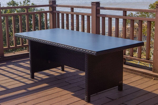 OUTFLEXX Esstisch, Braun, Polyrattan, 200x95cm, Tischplatte Spraystone, 6mm, Aufliegend 3 OUTFLEXX Esstisch, Braun, Polyrattan, 200x95cm, Tischplatte Spraystone, 6mm, Aufliegend