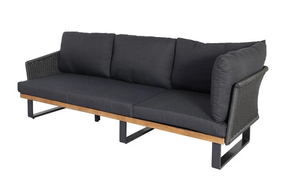 OUTFLEXX Ecklounge, Anthrazit, Geflecht/Akazie, 5 Personen, Inkl. Polster In Anthrazit Und Kaffeetisch 75x75 Cm 11 OUTFLEXX Ecklounge, Anthrazit, Geflecht/Akazie, 5 Personen, Inkl. Polster In Anthrazit Und Kaffeetisch 75x75 Cm – Bild 9
