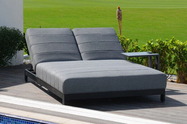 OUTFLEXX Doppelliegen, Anthrazit/flanelle, Alu/Sunbrella, 203x143x40/100, Höhenverstellbare Rückenlehne 4 OUTFLEXX Doppelliegen, Anthrazit/flanelle, Alu/Sunbrella, 203x143x40/100, Höhenverstellbare Rückenlehne – Bild 2