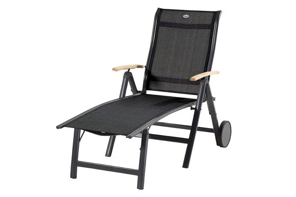 HARTMAN Alice Sonnenliege, Xerix/schwarz, Alu/Teak, 190x109x72cm, FSC-Teak Armlehnen 3 HARTMAN Alice Sonnenliege, Xerix/schwarz, Alu/Teak, 190x109x72cm, FSC-Teak Armlehnen