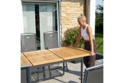 HARTMAN Silencio / Alice Sitzgruppe, Xerix/natur, Alu/Teak, 4x4 Textilen, 4 Multipositionssessel, 160/220x90cm, FSC-Teak Armlehnen -Gartenladen 22443 7 3.jpg 3