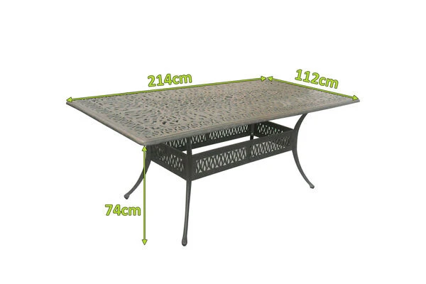 HARTMAN Amalfi Esstisch, Bronze/anthrazit, Alu-Guss, 214x112cm, Rechteckig 5 HARTMAN Amalfi Esstisch, Bronze/anthrazit, Alu-Guss, 214x112cm, Rechteckig – Bild 3