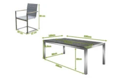 OUTFLEXX Esstischgarnitur, Silber/taupe, Edelstahl/Granit/Textilene, 200x100 Cm, 6 Freischwinger, Padded, Teakarmlehnen -Gartenladen 22773 05.jpg