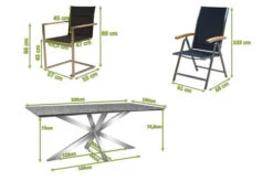 OUTFLEXX Esstischgarnitur, Silber/schwarz, Edelstahl/Granit/Textil, 200x100 Cm, 4 Freischwinger, 2 Multipos, Padded, Armlehnen Aus FSC-Teak -Gartenladen 22784 05.jpg