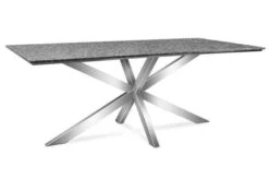 OUTFLEXX Esstischgarnitur, Silber, Edelstahl/Granit/Textilene, 200x100 Cm, 6 Freischwinger, Padded, Armlehnen Aus FSC-Teak 11 OUTFLEXX Esstischgarnitur, Silber, Edelstahl/Granit/Textilene, 200x100 Cm, 6 Freischwinger, Padded, Armlehnen Aus FSC-Teak -Gartenladen 22789 02.JPG