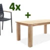 OUTFLEXX Theo Esstischgarnitur, Anthrazit/natur, Alu/Rope/FSC®/SLVK-Teakholz, Tisch 160x90 Cm, 4x Dining Sessel