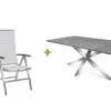 STERN Esstischgarnitur, Silber/grau, Edelstahl/Textilene, Tisch 200 X 100 Cm, 6 Multipositionssessel, Padded