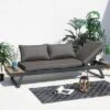 OUTFLEXX Lounge/Liege, Dunkelgrau, Alu/Holzimitat/Textilene, 228x78x66 Cm, Verstellbar, Inkl. Seitenablage -Gartenladen 22919 1.jpg