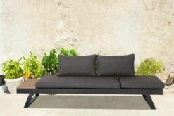 OUTFLEXX Lounge/Liege, Dunkelgrau, Alu/Holzimitat/Textilene, 228x78x66 Cm, Verstellbar, Inkl. Seitenablage -Gartenladen 22919 2.jpg