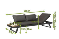 OUTFLEXX Lounge/Liege, Dunkelgrau, Alu/Holzimitat/Textilene, 228x78x66 Cm, Verstellbar, Inkl. Seitenablage -Gartenladen 22919 5.jpg
